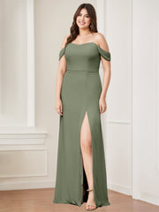 A Line/Princess Sweetheart Neck Sleeveless Floor-Length Long Bridesmaid Dresses with Split Side