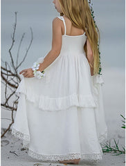 A-Line/Princess Asymmetrical High Low Flower Girl Dresses with Applique