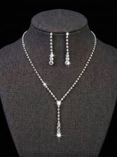 1 Set Bridal Jewelry Two-piece Classic Cubic Zirconia Wedding Jewelry For Bride Earrings & Necklace