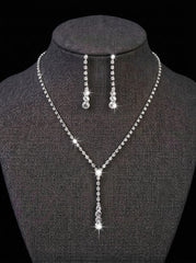 1 Set Bridal Jewelry Two-piece Classic Cubic Zirconia Wedding Jewelry For Bride Earrings & Necklace