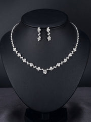1 set Bridal Jewelry Two-piece Suit Rhinestone Imitation Diamond Necklace Earrings Women's Jewelry Set For Wedding Gift
