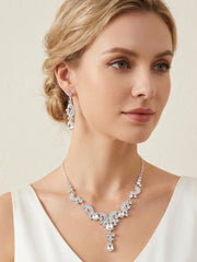 1 Set Bridal Jewelry Two-piece Elegant Zirconia Wedding Jewelry For Bride Earrings & Necklace