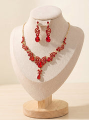 1 Set Bridal Jewelry Two-piece Elegant Zirconia Wedding Jewelry For Bride Earrings & Necklace