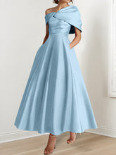 A-Line/Princess Ankle-Length Sleeveless Off-the-shoulder Mother of the Bride Dresses With Ruffles Bow(s)