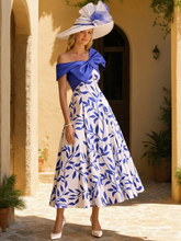 A-Line/Princess Ankle-Length Printed Floral Mother of the Bride Dresses with Bowknot