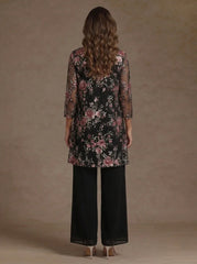 3 Pieces Suit Scoop Chiffon Mother of the Bride Pantsuits with Jacket Floral 3/4 Sleeves Ankle-Length