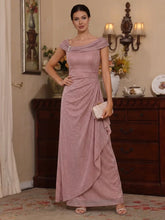 A-Line/Princess Asymmetrical Neck Mother of the Bride Dresses Sleeveless Metallic Mesh Ankle-Length Ruffles