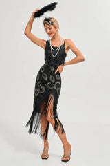 1920s Sheath/Column Scoop Fringe Vintage Costume Party Dresses with Sequins
