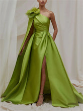 A-Line/Princess One Shoulder Sweep/Brush Train Evening Dresses