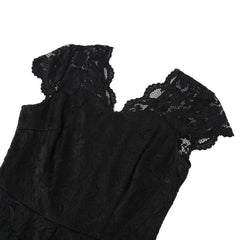 A-Line/Princess 1950s V-Neck Short Sleeves Vintage Dresses with Lace Appliques