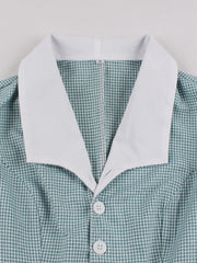 A-Line/Princess 1950s V-Neck Sleeveless Pleated Vintage Dresses with Belt & Buttons