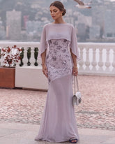 2 Pieces Sheath/Column Scoop Sequins Evening Dresses with Wrap Sleeveless Floral Floor-Length Party Dresses