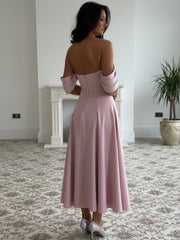 A-Line/Princess 1/2 Sleeves Ankle-Length Off-the-Shoulder Mother of the Bride Dresses