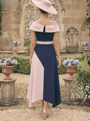 A-Line/Princess Ankle-Length Asymmetrical Mother of the Bride Dresses With 3D Flowers