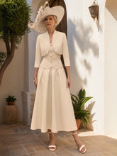 2 Piece A-Line/Princess Tea-Length Scoop Mother of the Bride Dress with Jacket