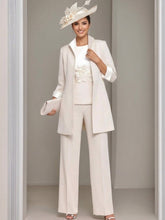 3 Pieces Square-Neck Ankle Length Mother of the Bride Pantsuits with Jacket & Appliques Lace