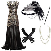 1920s The Great Gatsby Outfit Sheath/Column Scoop Sequins Vintage Dresses