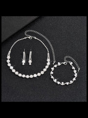 1 set Jewelry  Three-piece Suit Imitation Pearl Necklace Bracelet Earrings Women's Retro Precious Petal Jewelry Set For Wedding Gift