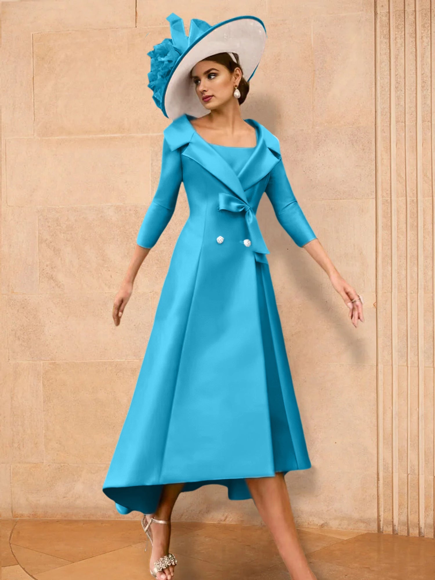 2 Pieces A-Line/Princess Long Sleeves Mother of the Bride Dresses with Bowknot