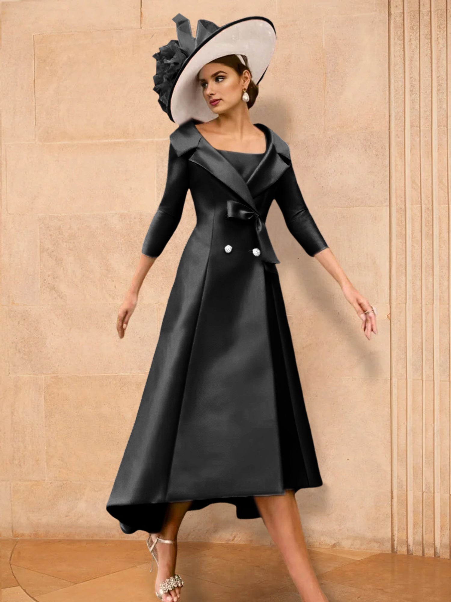 2 Pieces A-Line/Princess Long Sleeves Mother of the Bride Dresses with Bowknot