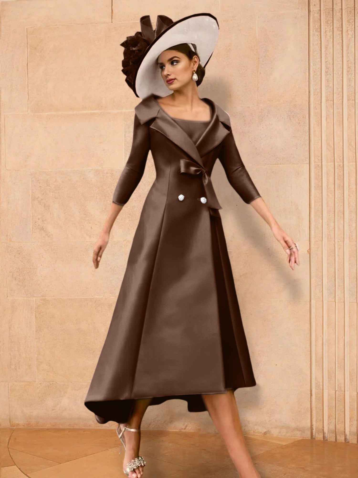 2 Pieces A-Line/Princess Long Sleeves Mother of the Bride Dresses with Bowknot