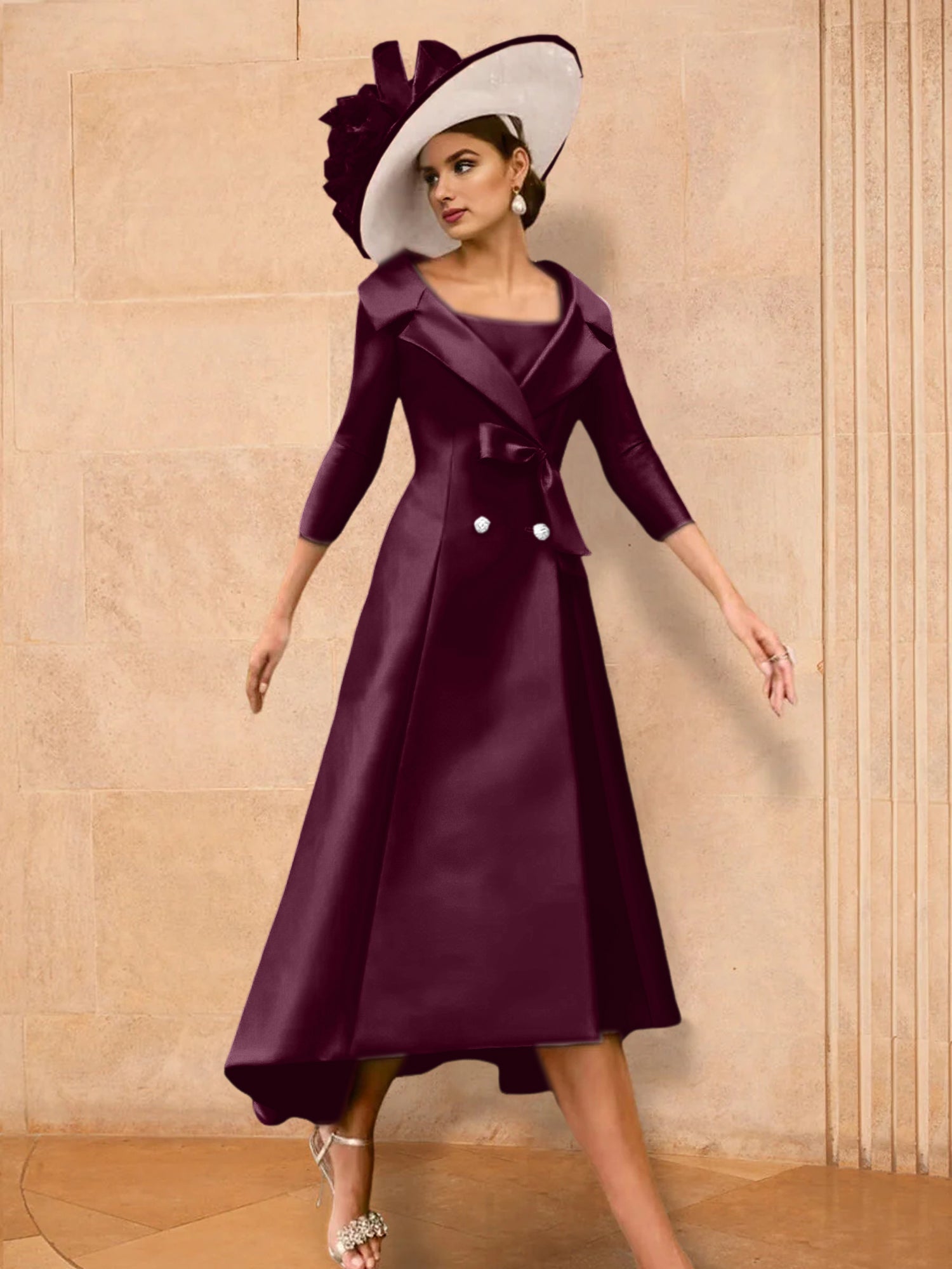 2 Pieces A-Line/Princess Long Sleeves Mother of the Bride Dresses with Bowknot