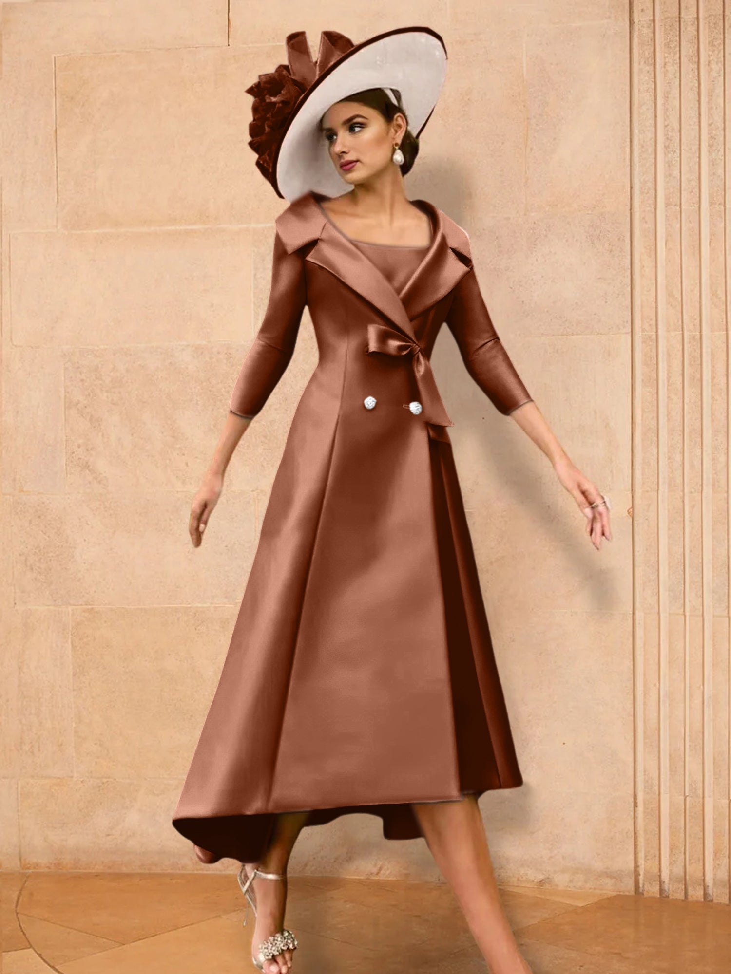 2 Pieces A-Line/Princess Long Sleeves Mother of the Bride Dresses with Bowknot