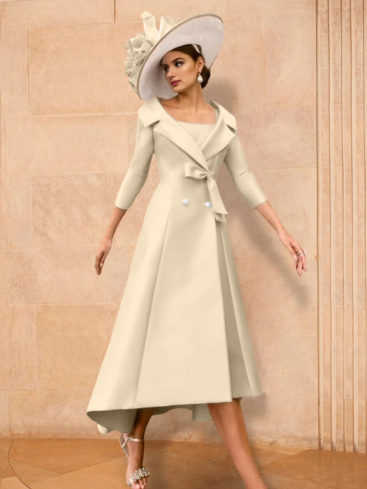 2 Pieces A-Line/Princess Long Sleeves Mother of the Bride Dresses with Bowknot