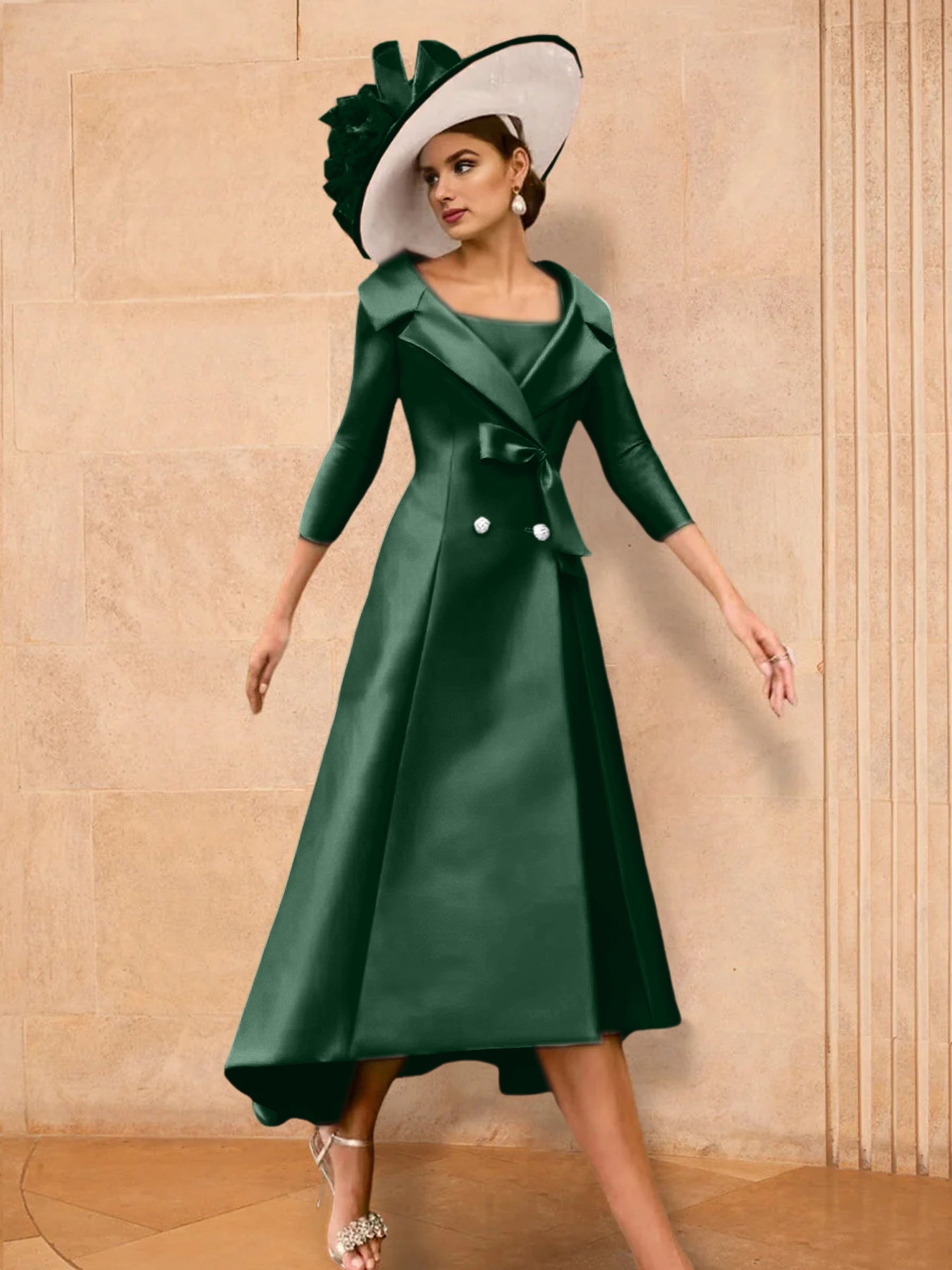 2 Pieces A-Line/Princess Long Sleeves Mother of the Bride Dresses with Bowknot