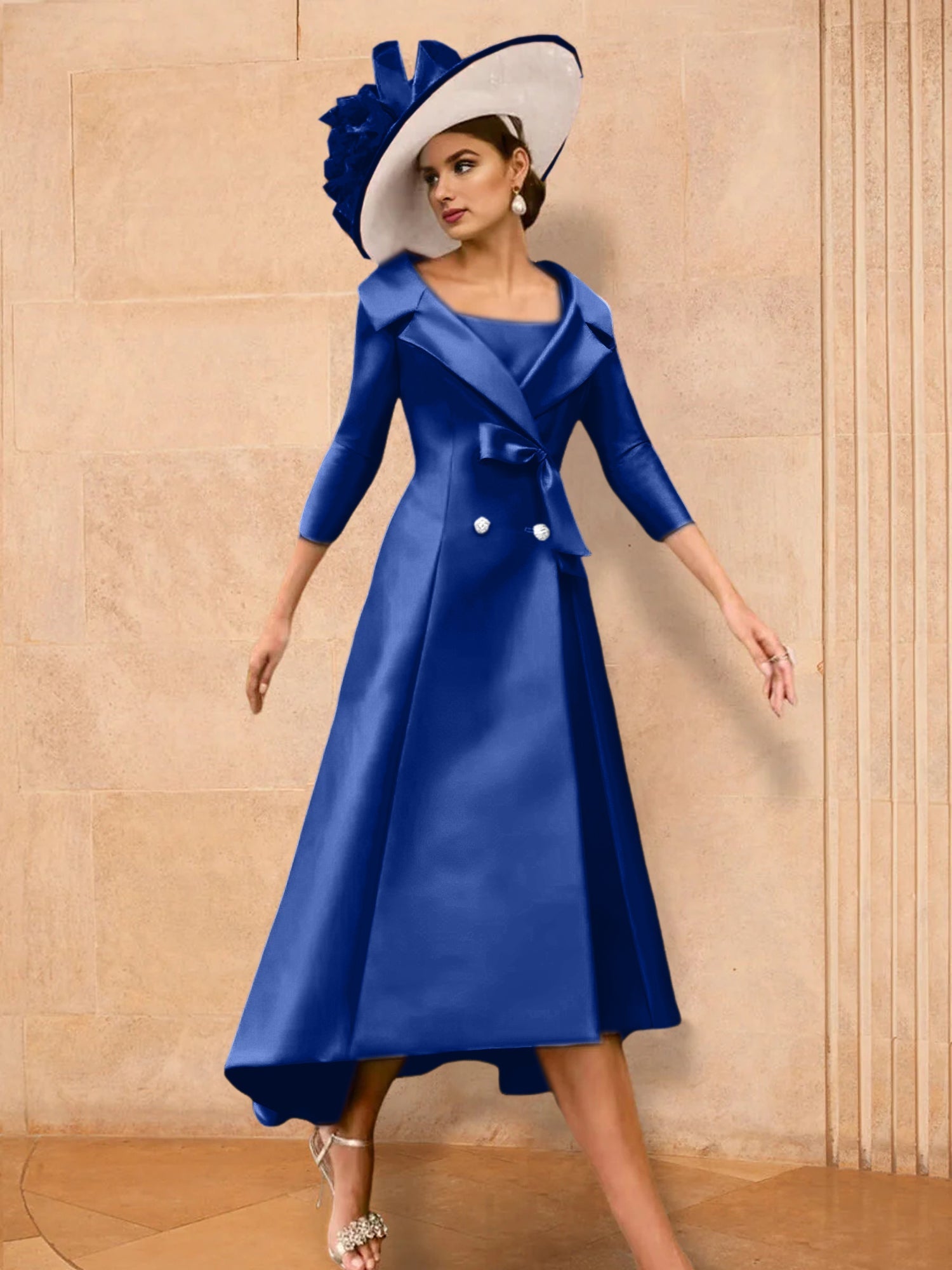 2 Pieces A-Line/Princess Long Sleeves Mother of the Bride Dresses with Bowknot
