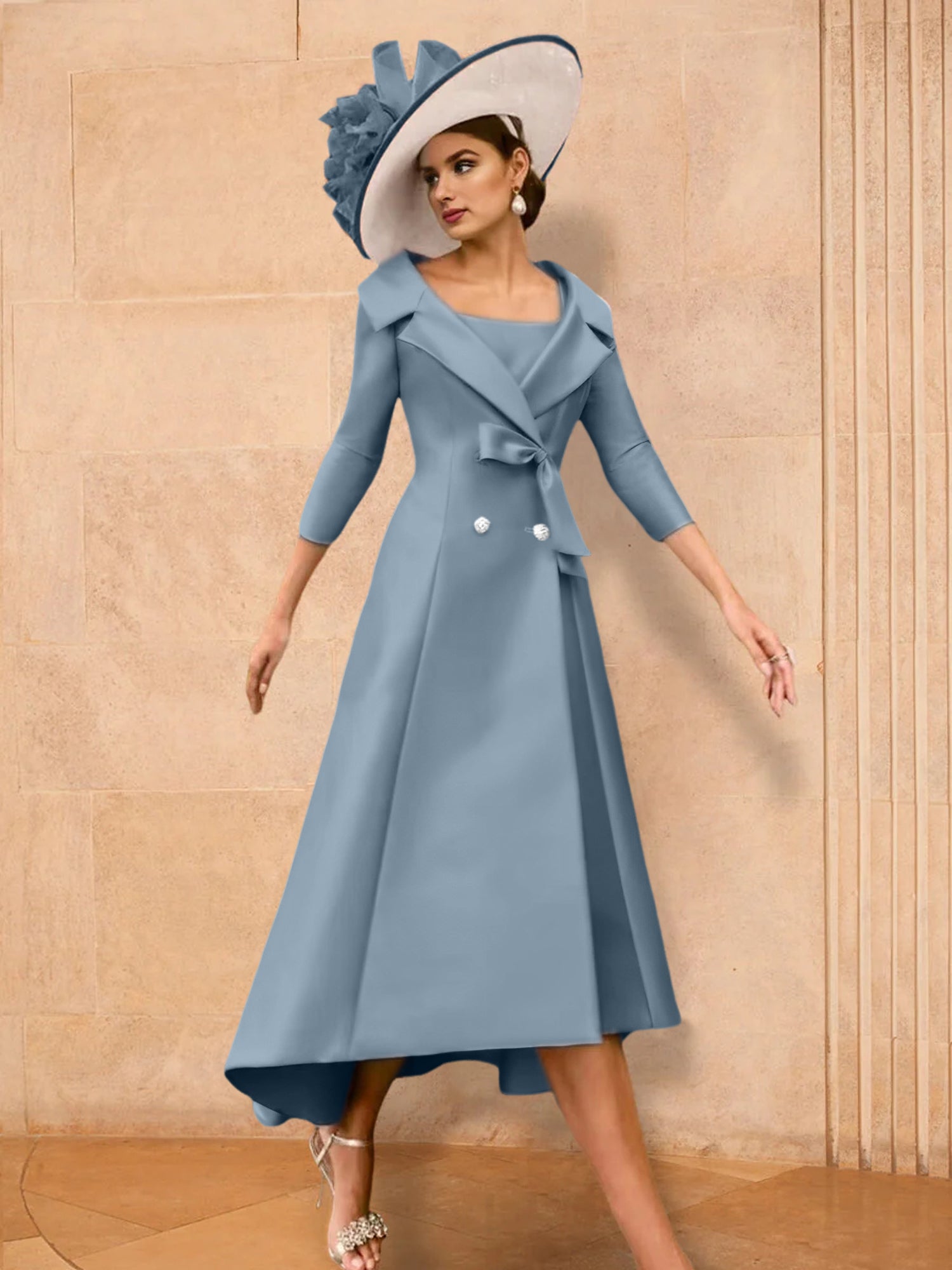 2 Pieces A-Line/Princess Long Sleeves Mother of the Bride Dresses with Bowknot