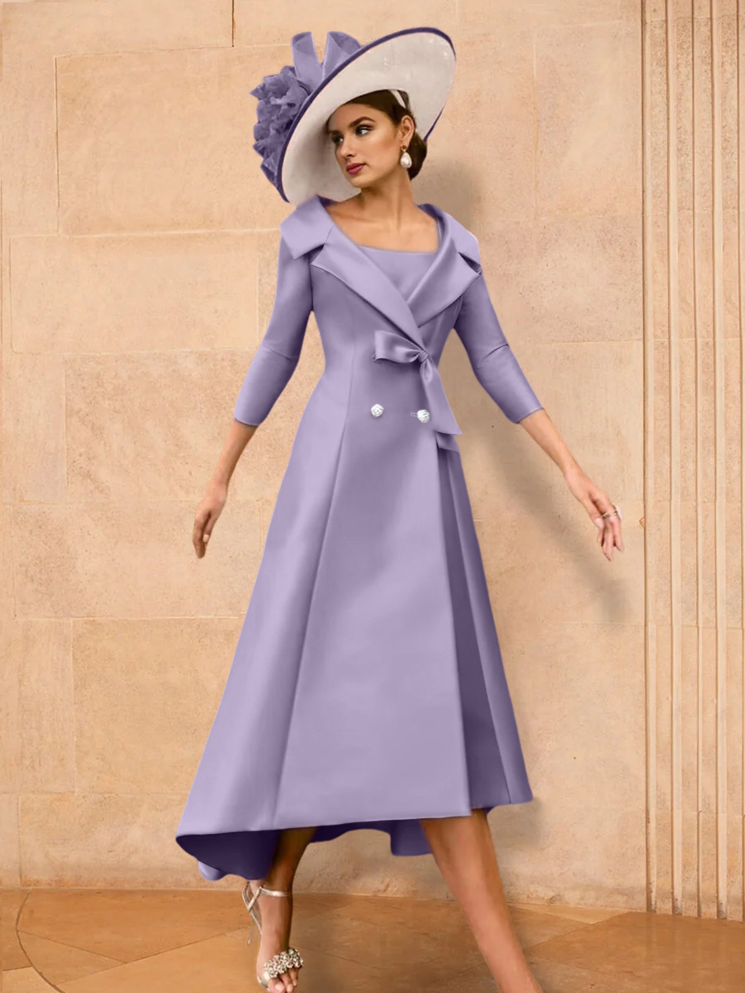 2 Pieces A-Line/Princess Long Sleeves Mother of the Bride Dresses with Bowknot
