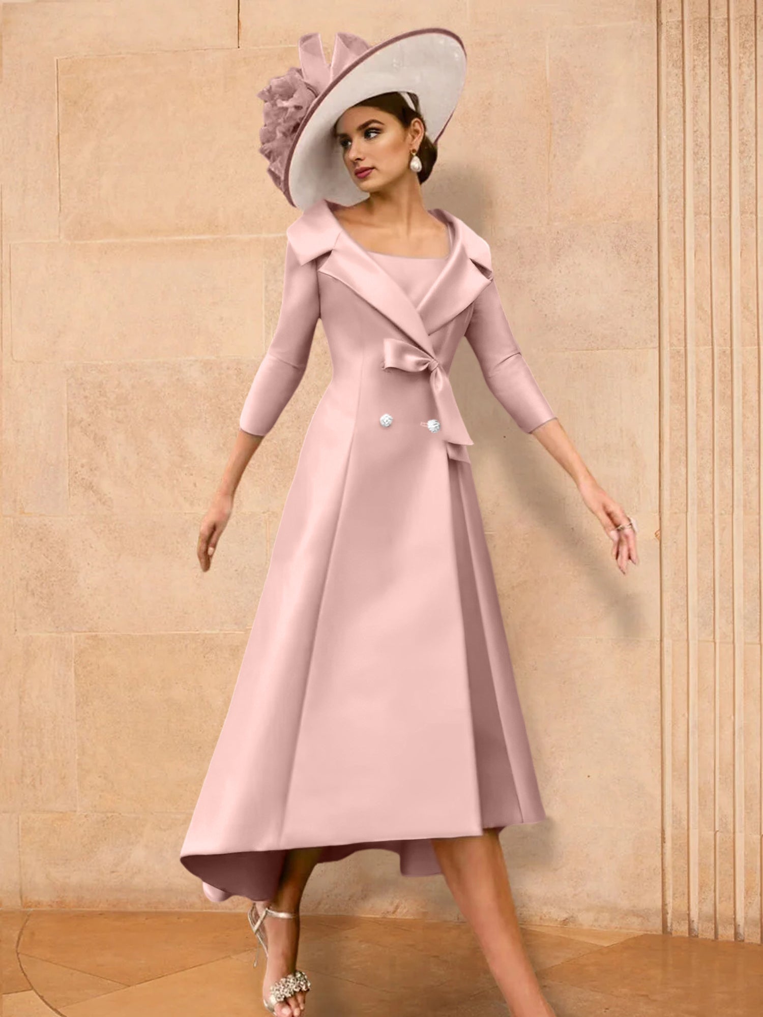 2 Pieces A-Line/Princess Long Sleeves Mother of the Bride Dresses with Bowknot