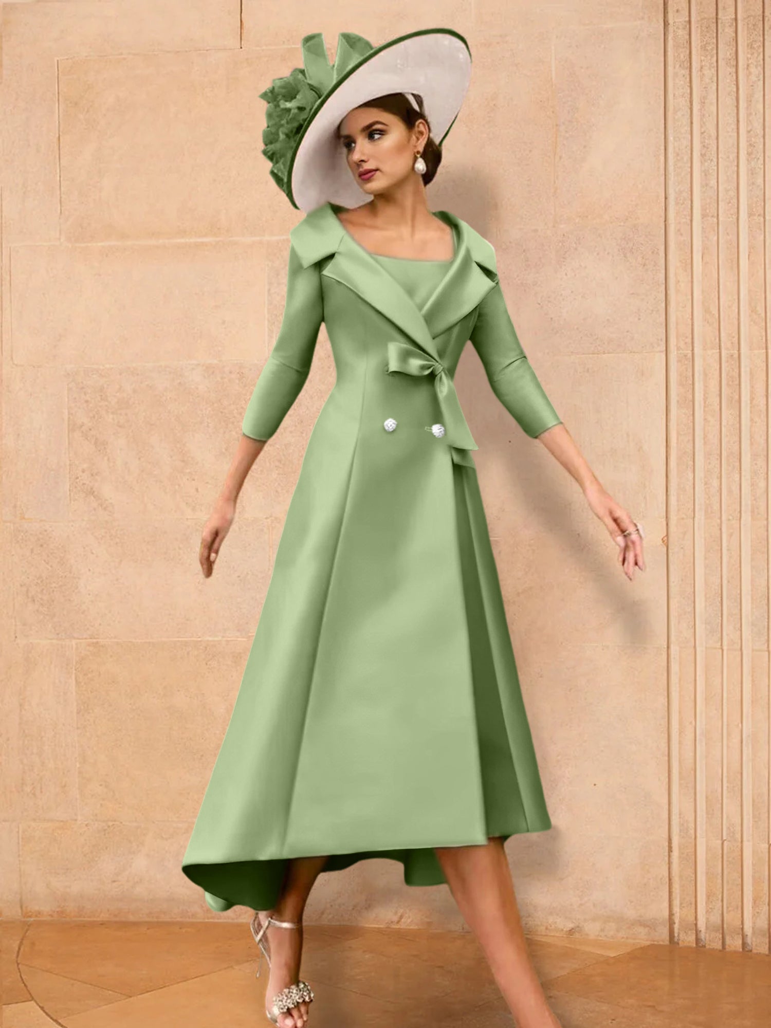 2 Pieces A-Line/Princess Long Sleeves Mother of the Bride Dresses with Bowknot