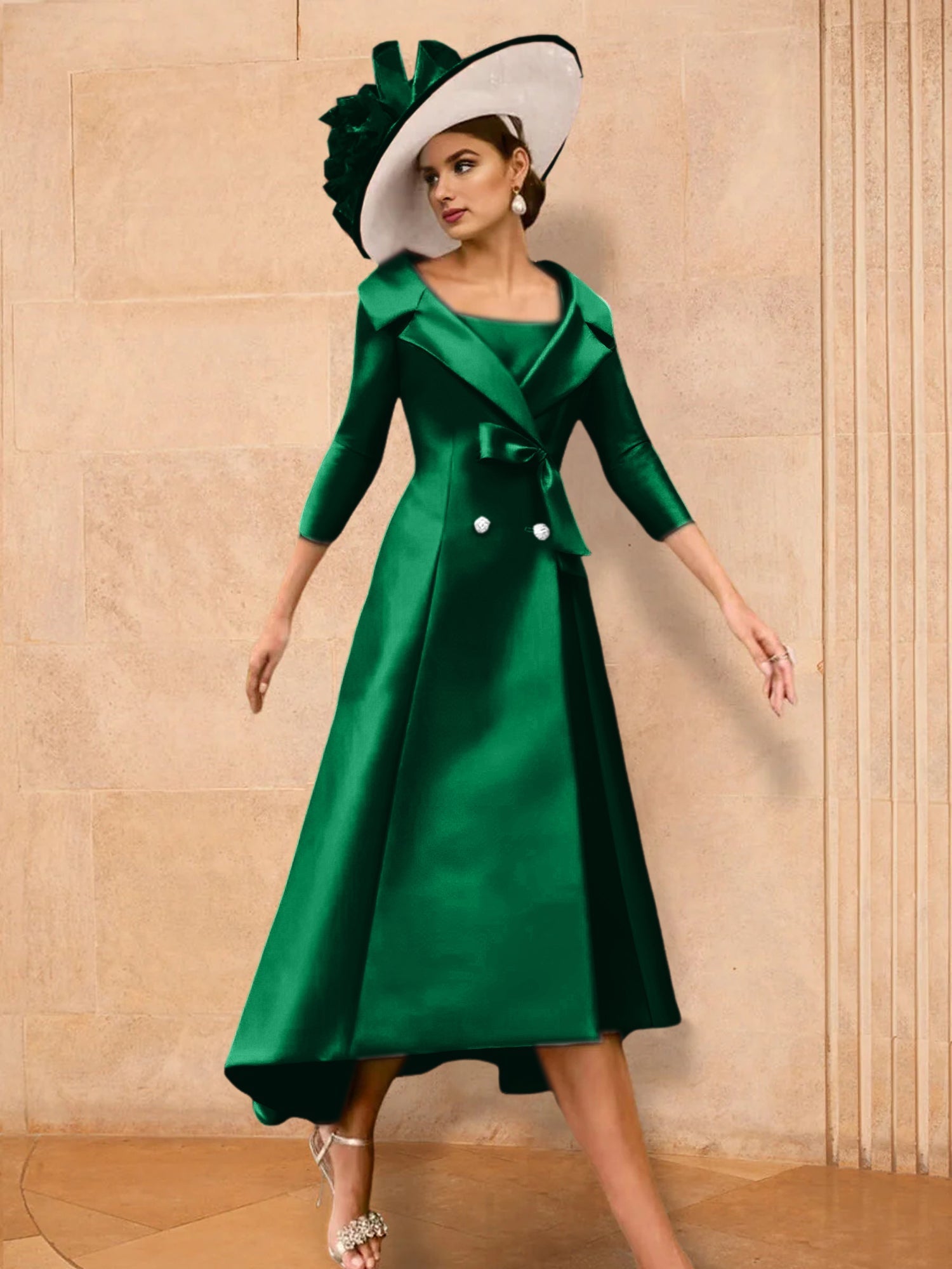 2 Pieces A-Line/Princess Long Sleeves Mother of the Bride Dresses with Bowknot