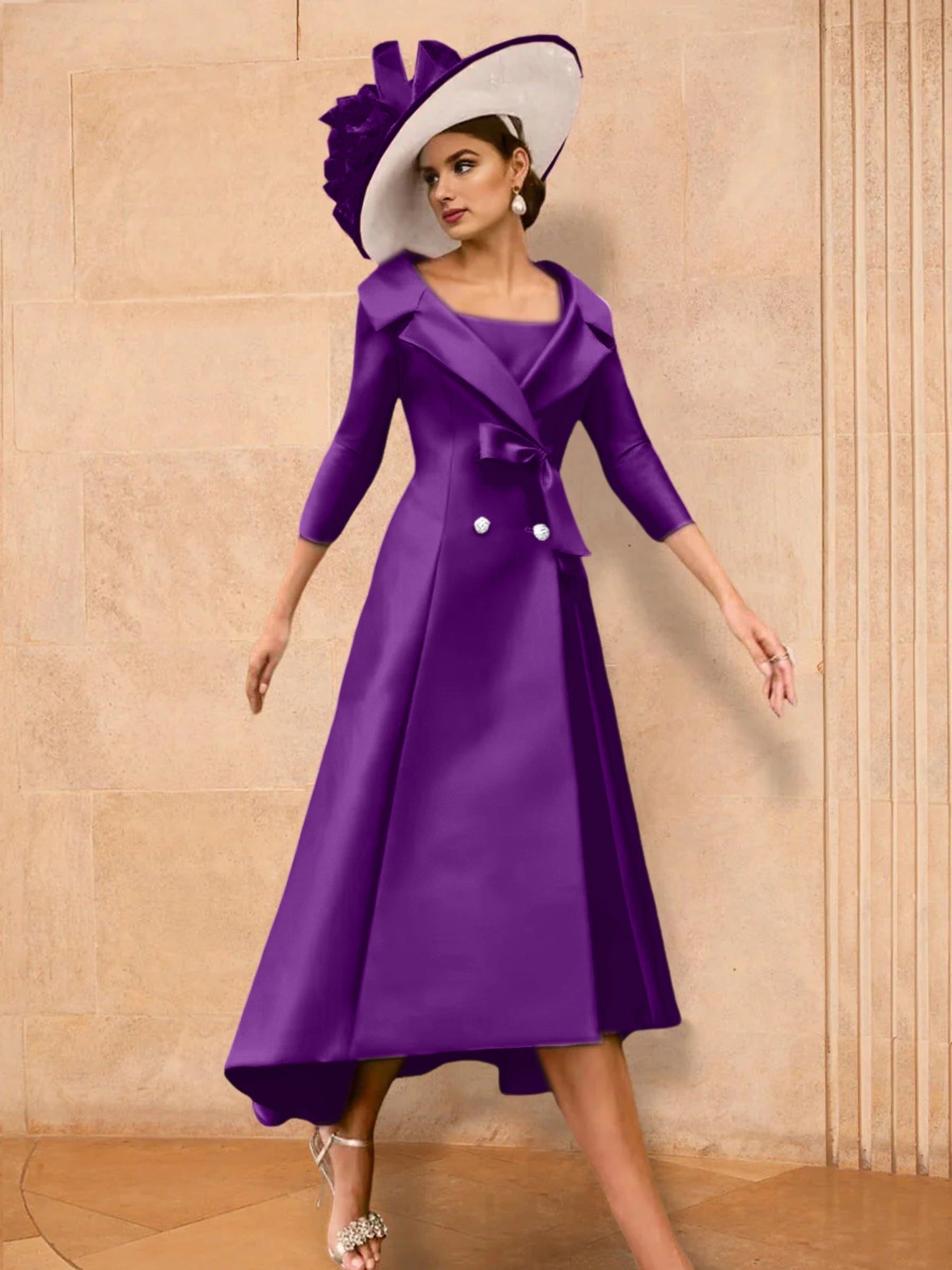 2 Pieces A-Line/Princess Long Sleeves Mother of the Bride Dresses with Bowknot