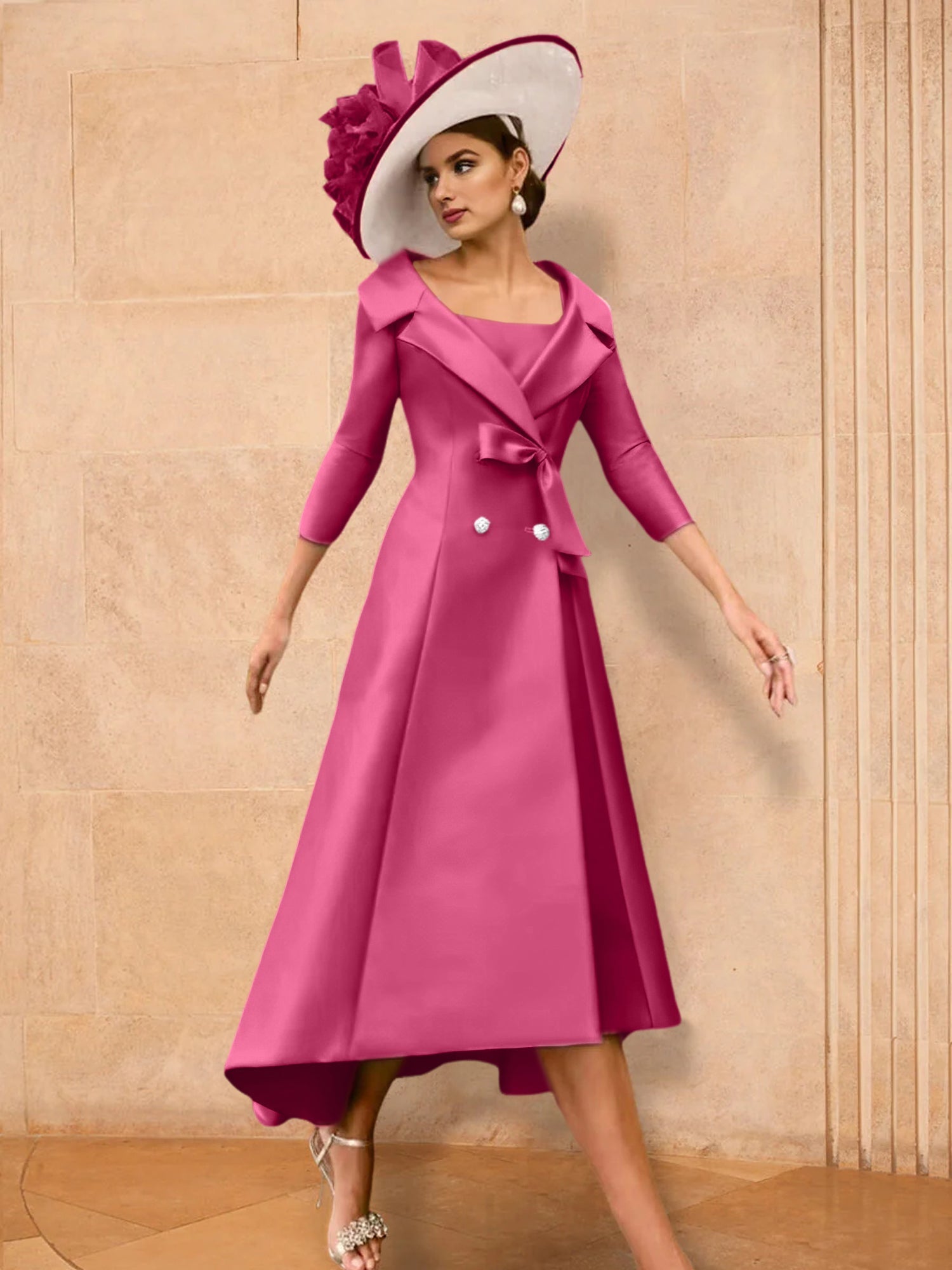 2 Pieces A-Line/Princess Long Sleeves Mother of the Bride Dresses with Bowknot
