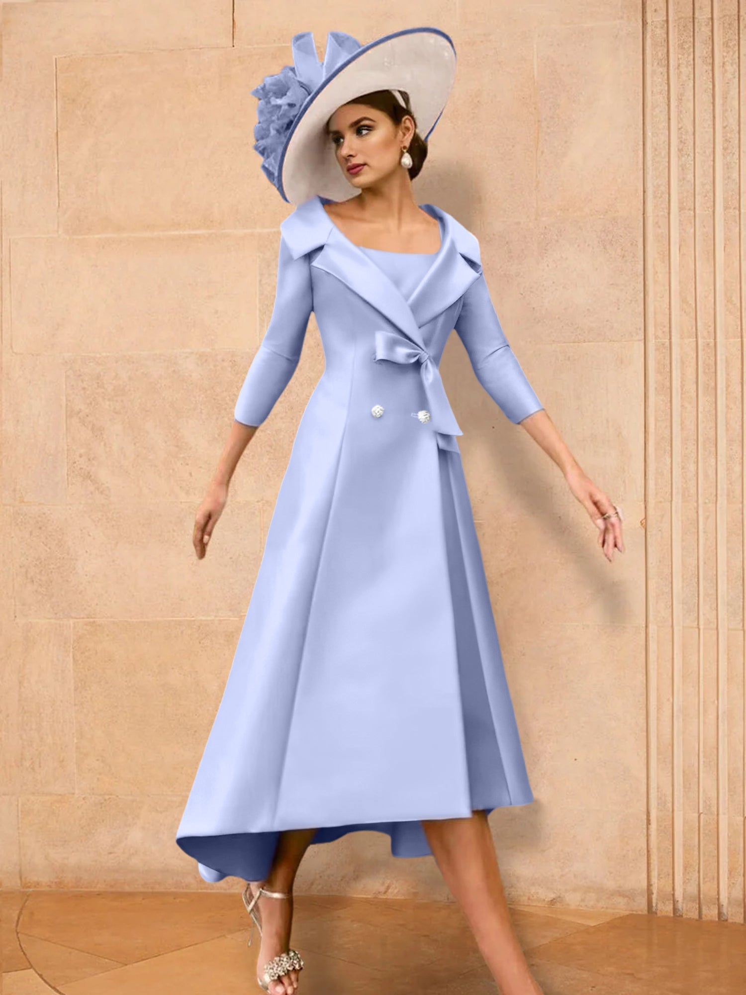 2 Pieces A-Line/Princess Long Sleeves Mother of the Bride Dresses with Bowknot