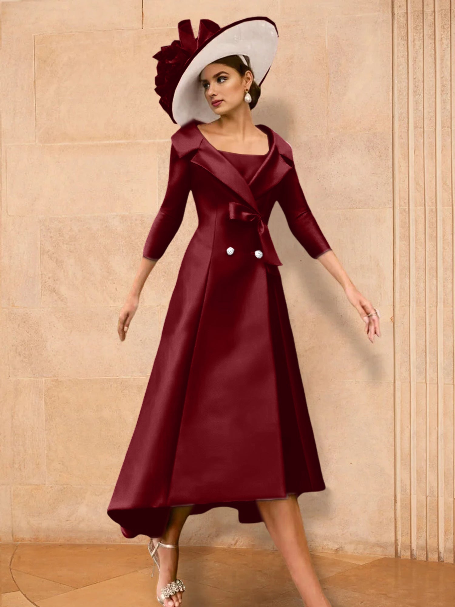 2 Pieces A-Line/Princess Long Sleeves Mother of the Bride Dresses with Bowknot