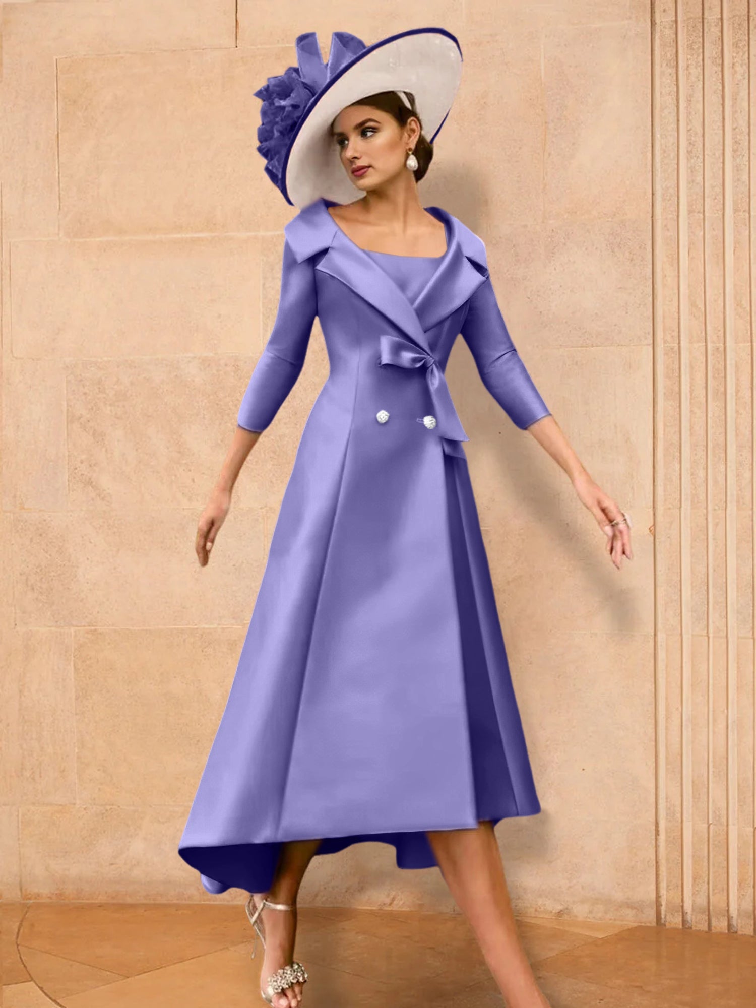 2 Pieces A-Line/Princess Long Sleeves Mother of the Bride Dresses with Bowknot