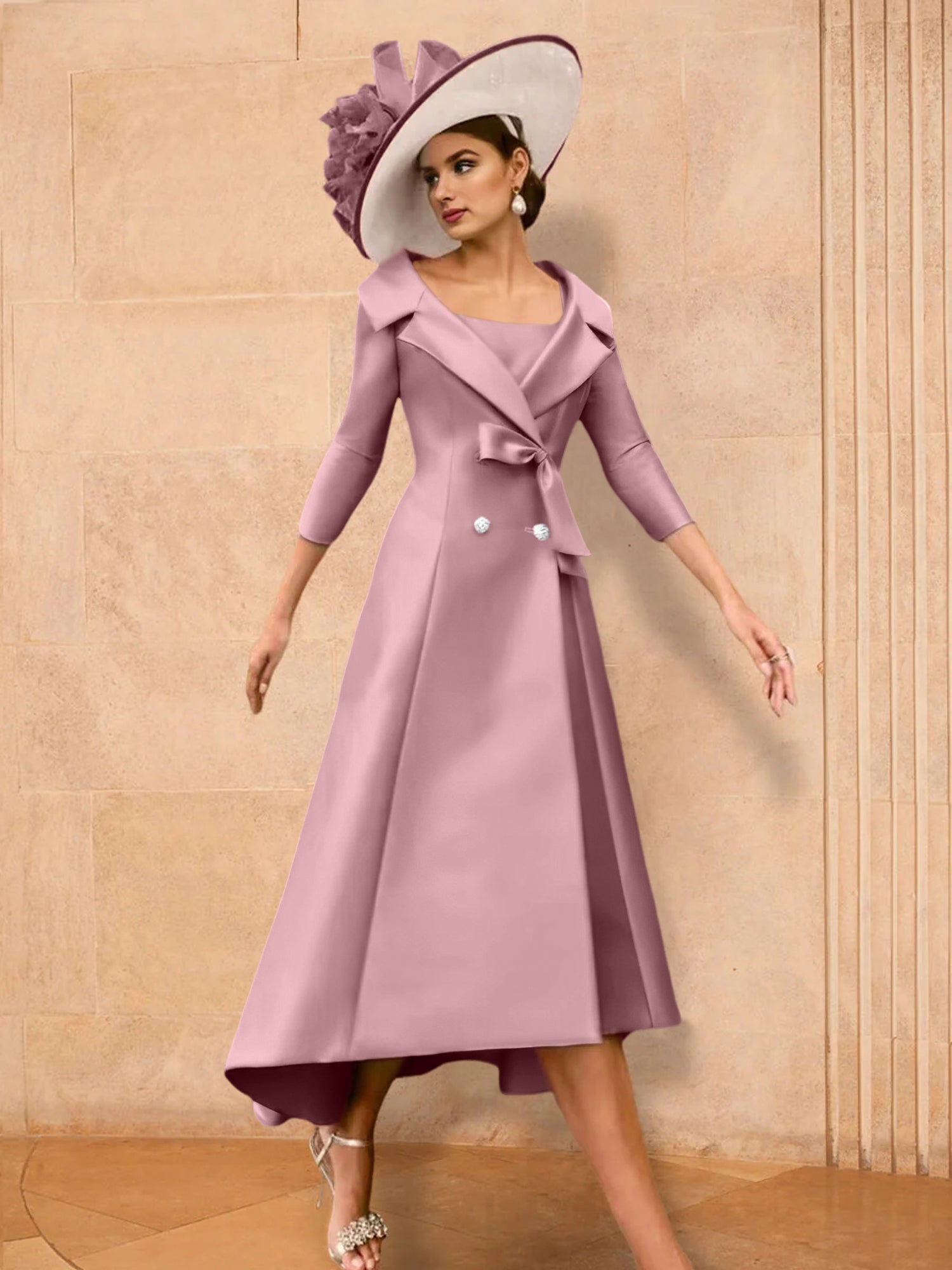 2 Pieces A-Line/Princess Long Sleeves Mother of the Bride Dresses with Bowknot