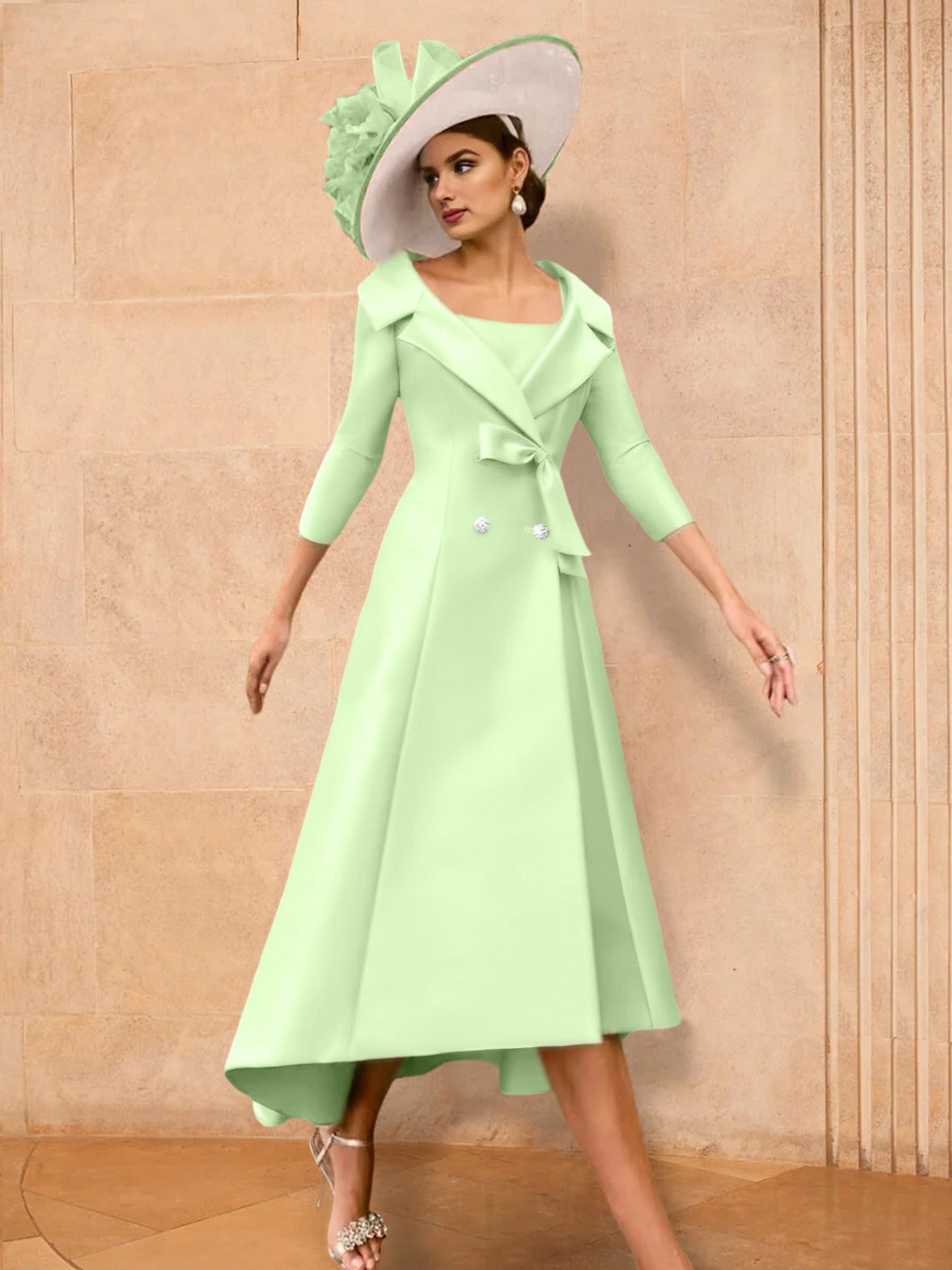 2 Pieces A-Line/Princess Long Sleeves Mother of the Bride Dresses with Bowknot
