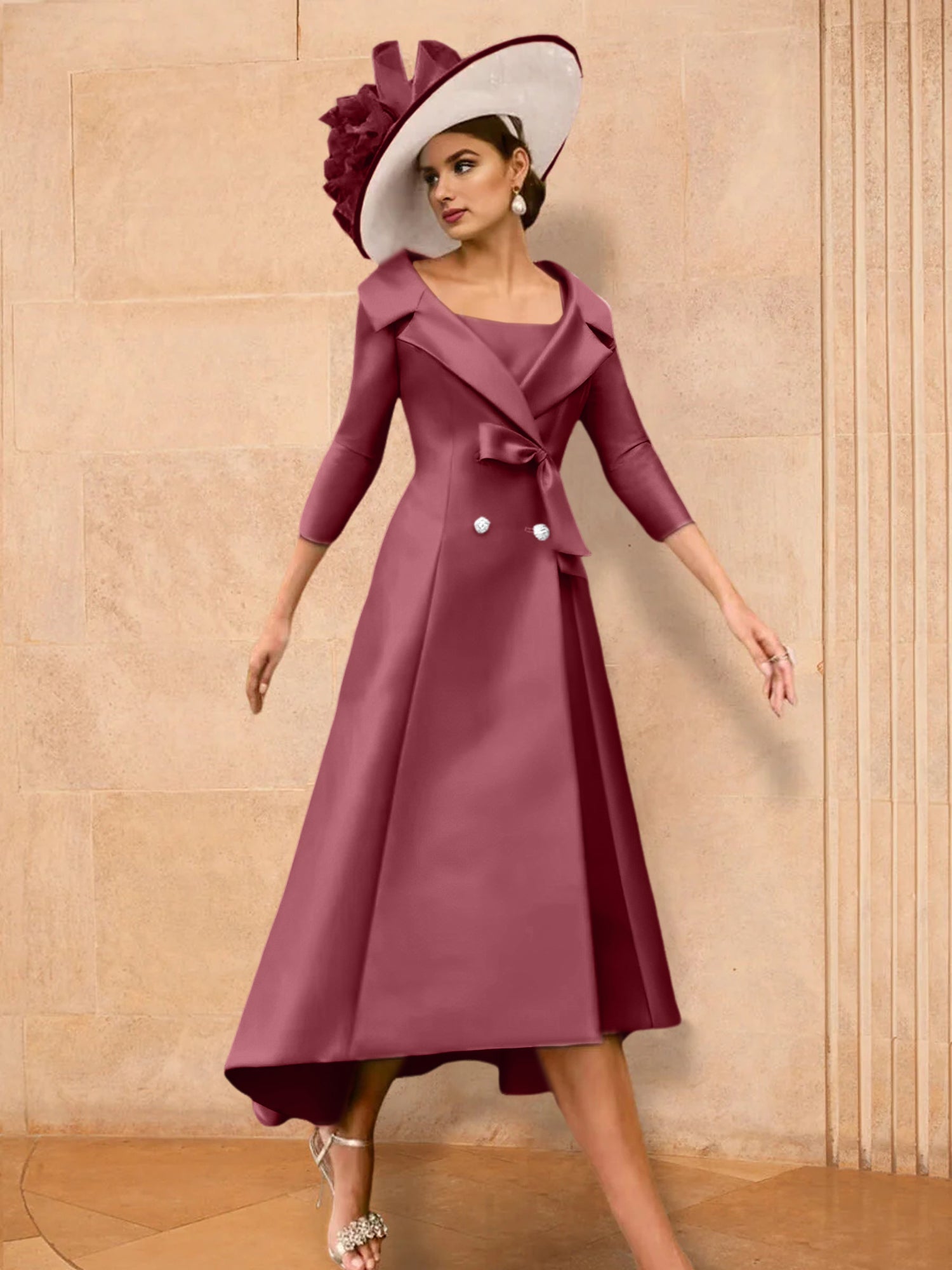 2 Pieces A-Line/Princess Long Sleeves Mother of the Bride Dresses with Bowknot