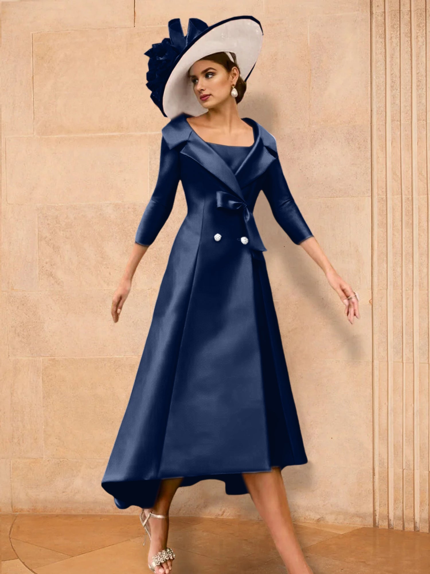 2 Pieces A-Line/Princess Long Sleeves Mother of the Bride Dresses with Bowknot