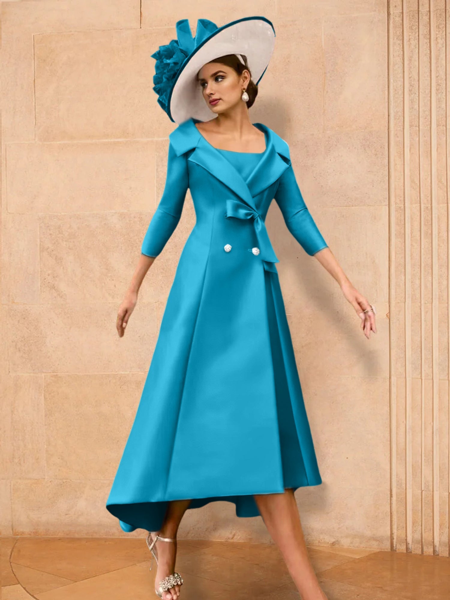 2 Pieces A-Line/Princess Long Sleeves Mother of the Bride Dresses with Bowknot