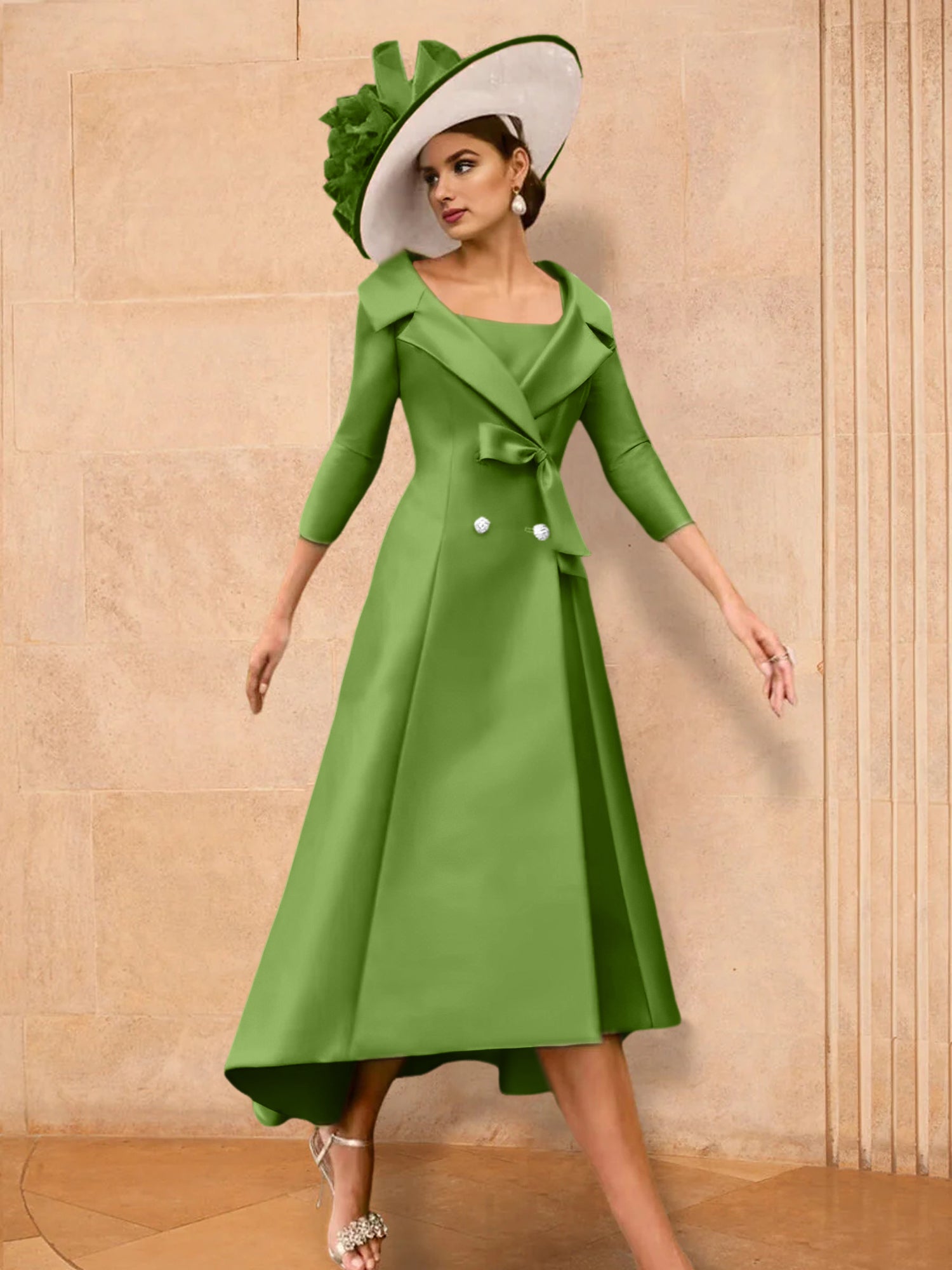 2 Pieces A-Line/Princess Long Sleeves Mother of the Bride Dresses with Bowknot