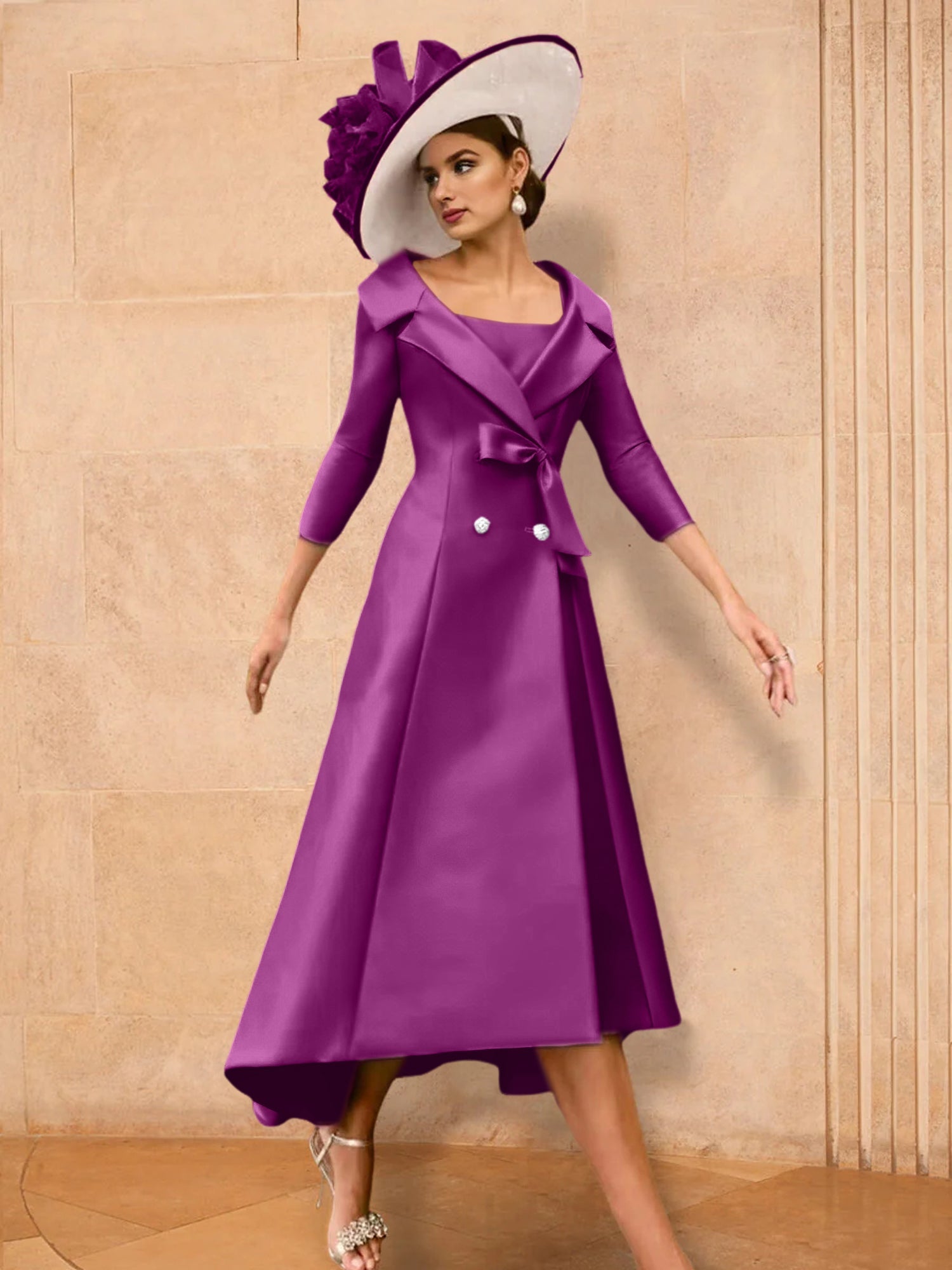 2 Pieces A-Line/Princess Long Sleeves Mother of the Bride Dresses with Bowknot