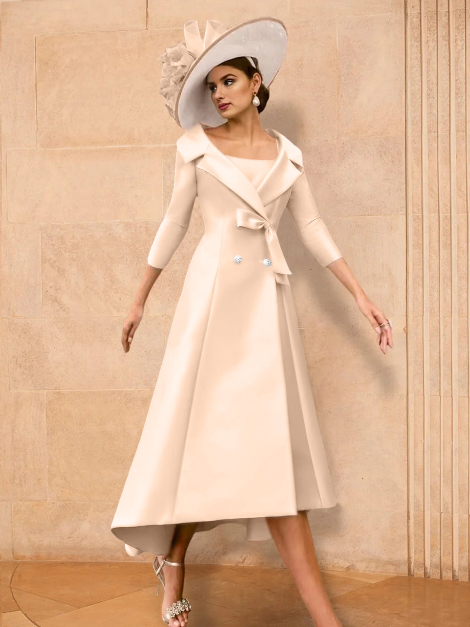 2 Pieces A-Line/Princess Long Sleeves Mother of the Bride Dresses with Bowknot