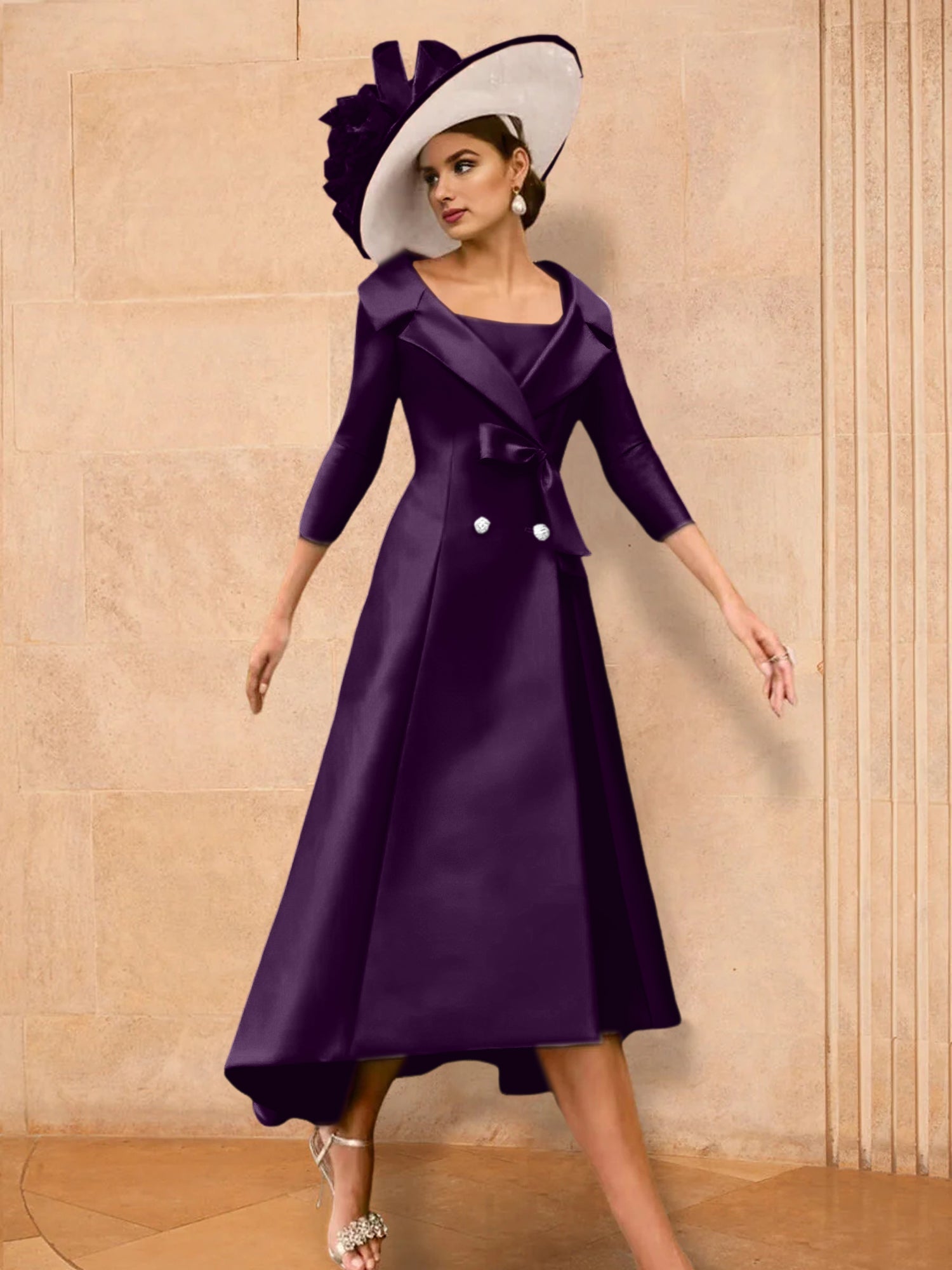 2 Pieces A-Line/Princess Long Sleeves Mother of the Bride Dresses with Bowknot