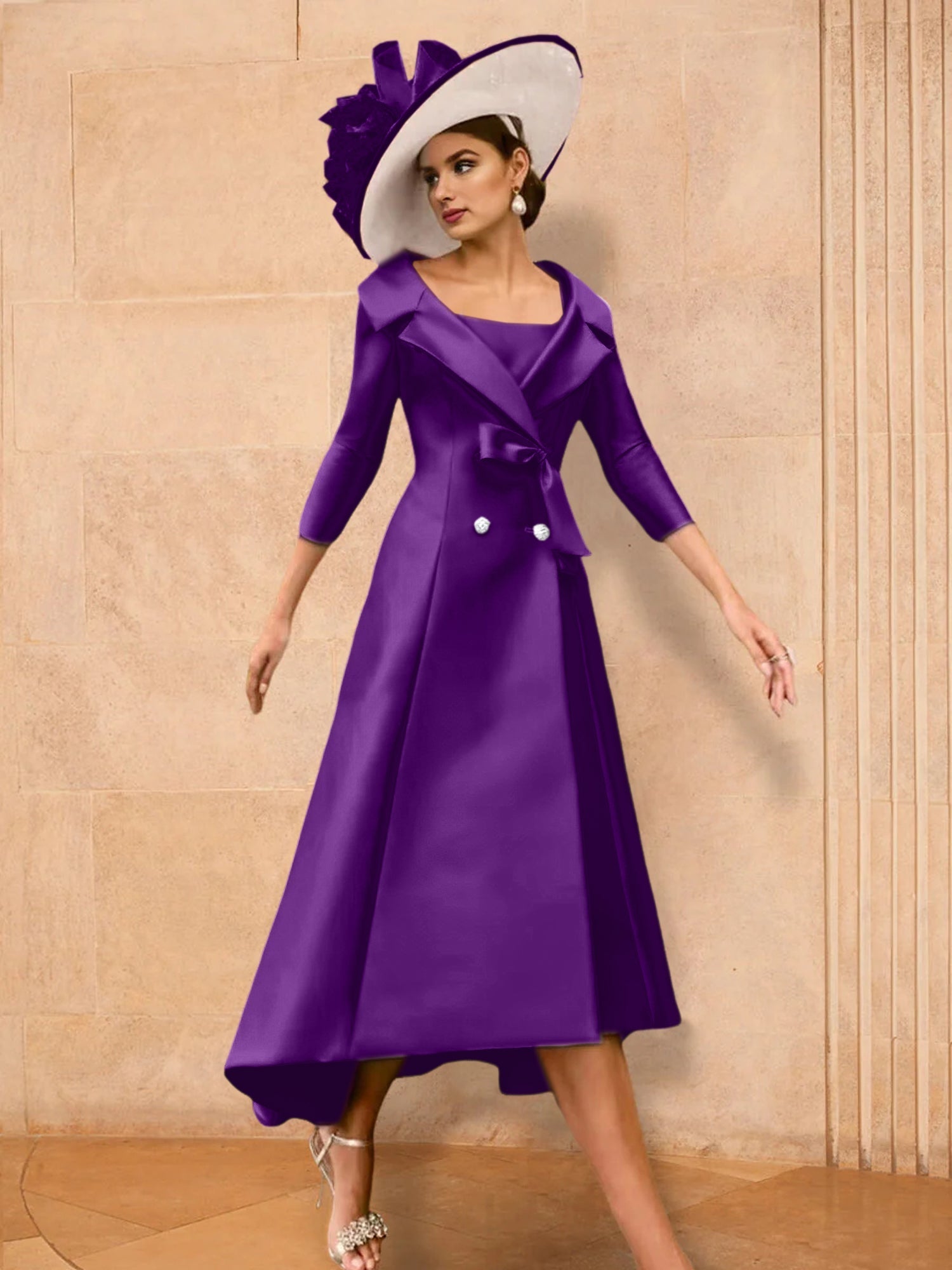 2 Pieces A-Line/Princess Long Sleeves Mother of the Bride Dresses with Bowknot